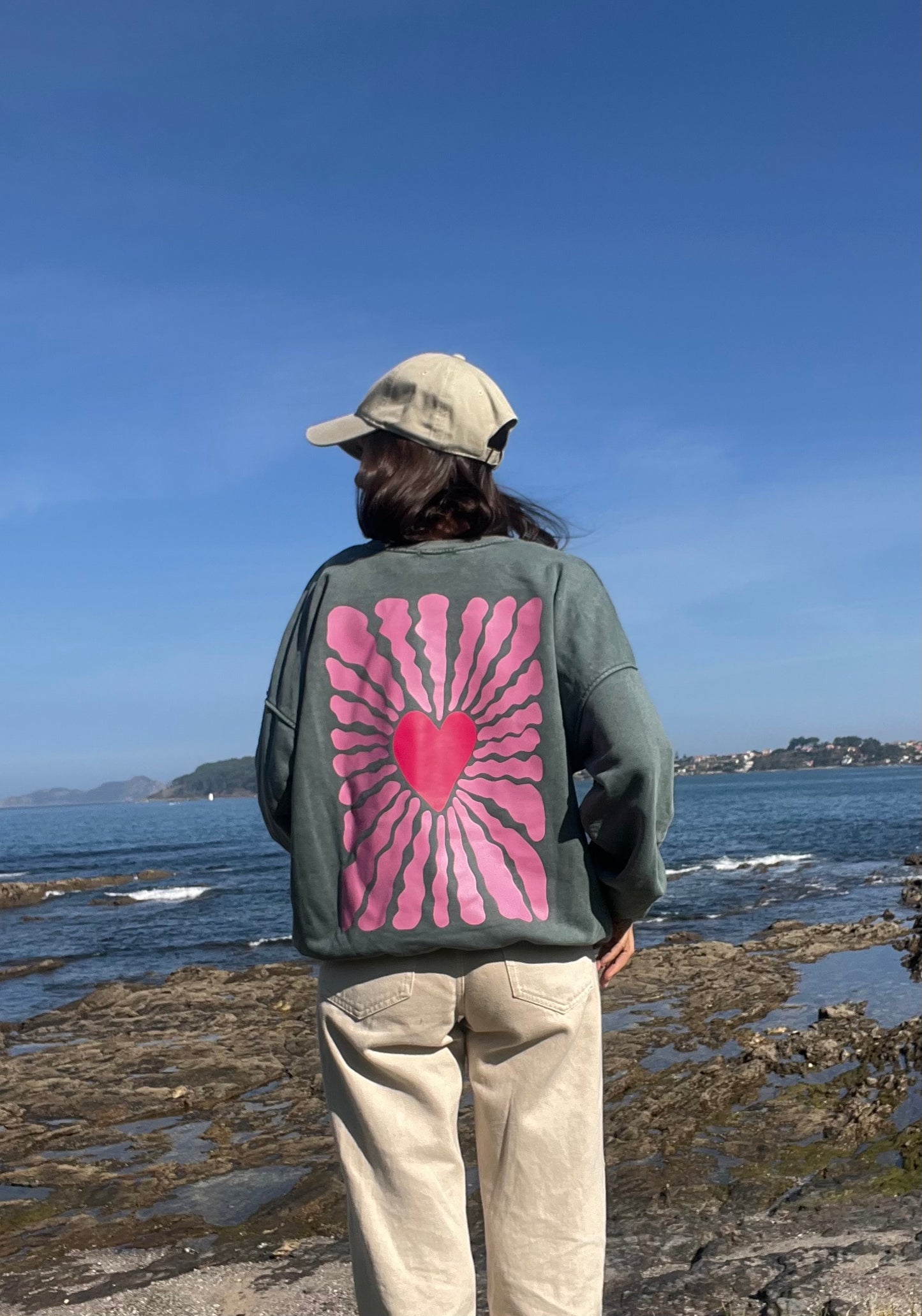 Sudadera corazón sin capucha fina