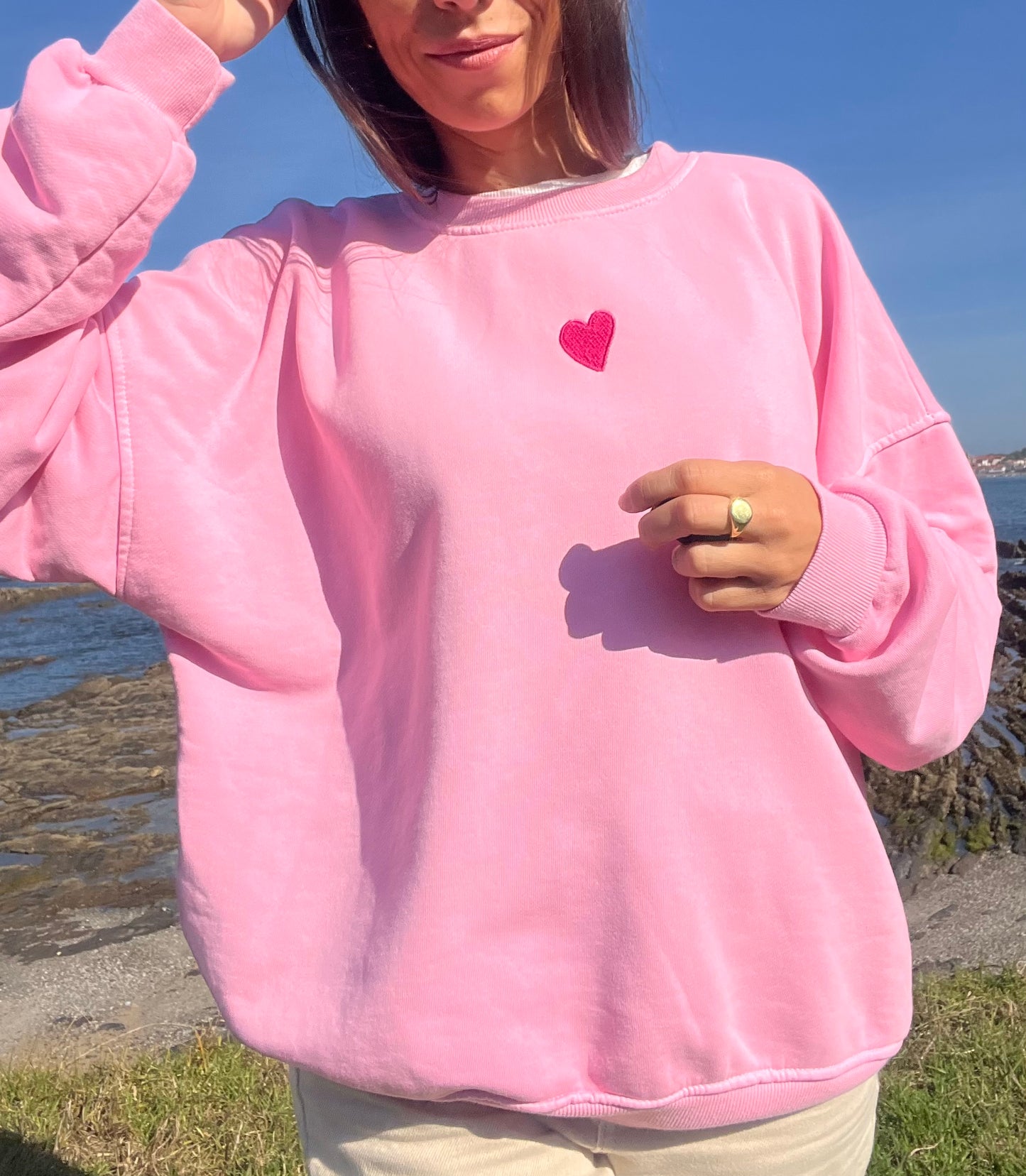 Sudadera corazón sin capucha fina