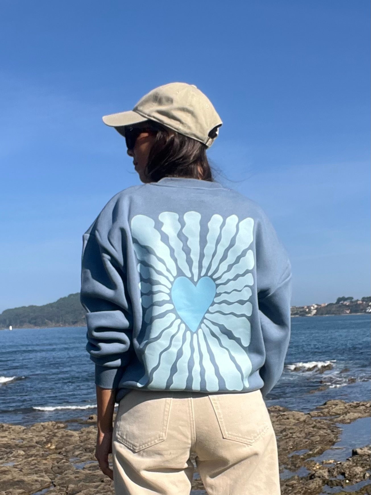 Sudadera corazón sin capucha felpa
