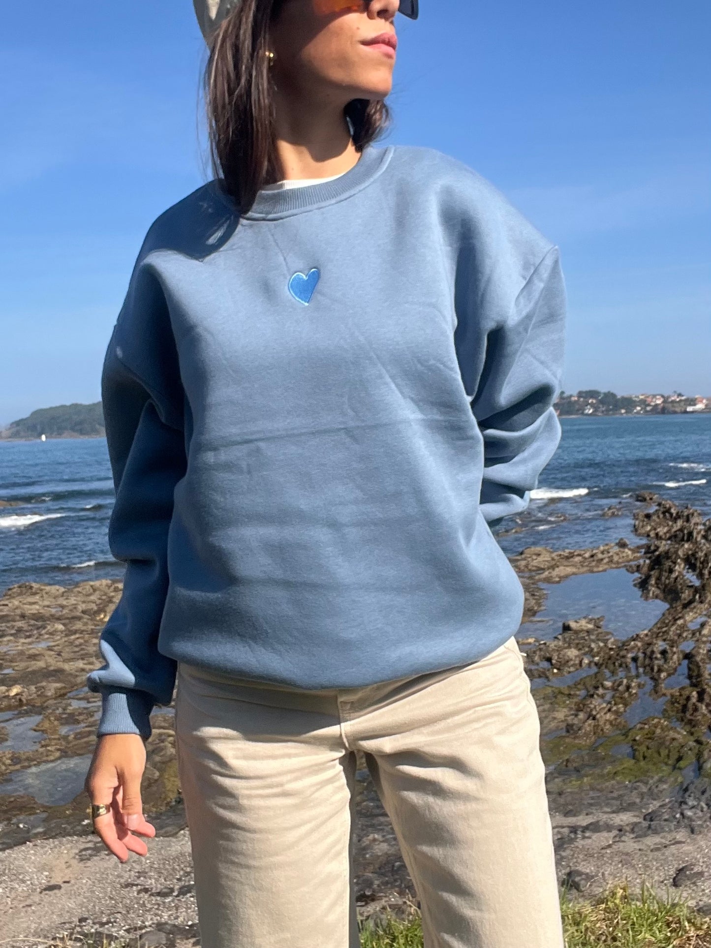 Sudadera corazón sin capucha felpa