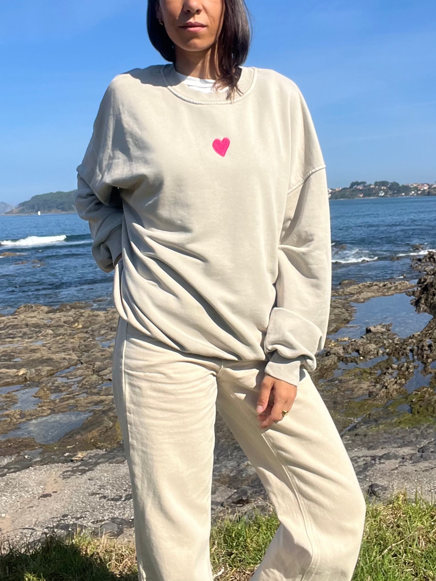 Sudadera corazón sin capucha fina