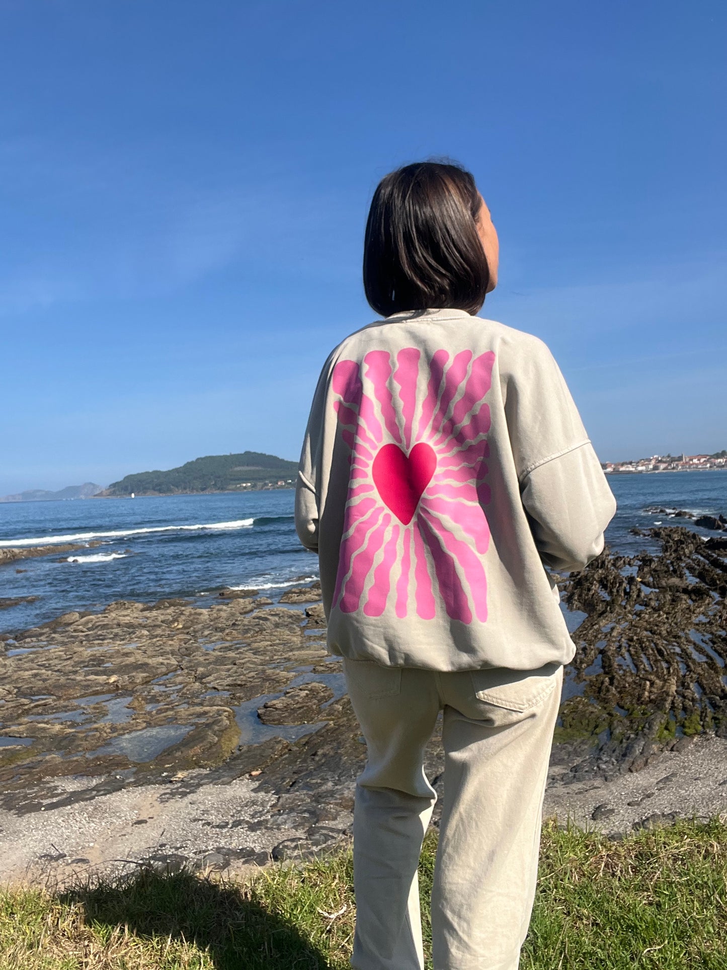 Sudadera corazón sin capucha fina