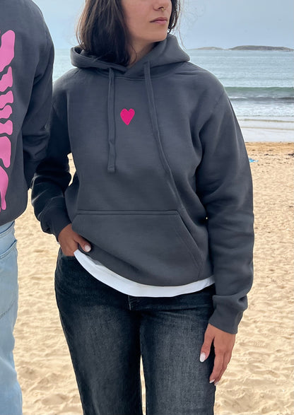 Sudadera con capucha corazon cordón plano