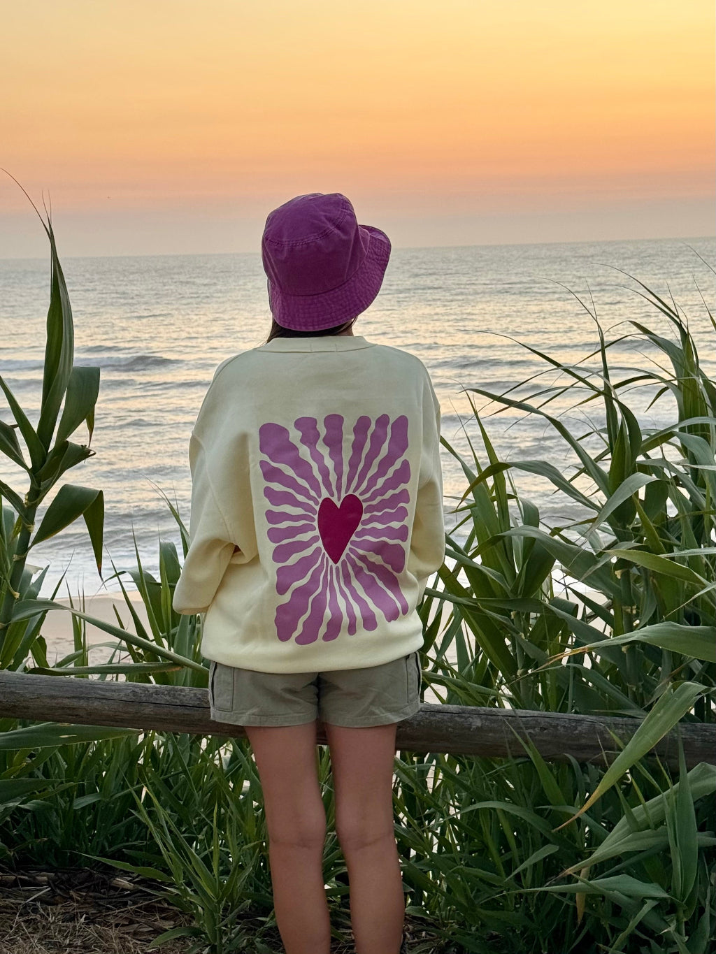 Sudadera corazón sin capucha felpa