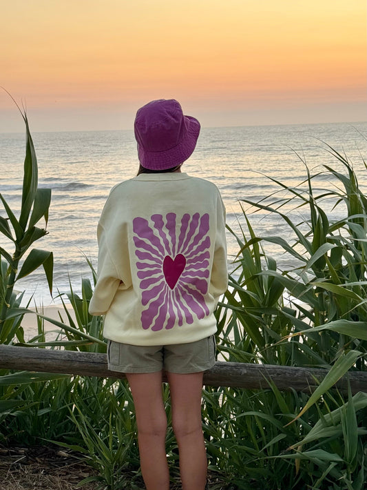 Sudadera corazón sin capucha felpa
